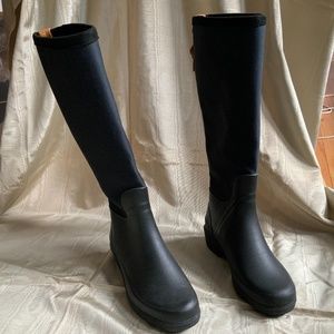 Aigle Equestrian Riding Rain knee tall boots 37 EU 7 USA navy and black